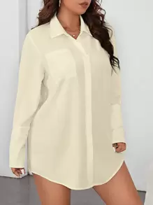 SHEIN Privé Talla grande Vestido camisero de mujeres unicolor