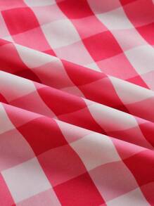 SHEIN Qutie 大尺寸格紋細肩帶連身裙 - 紅色 - 查看 4