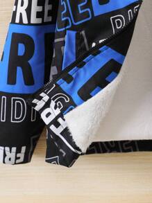 SHEIN Chàng trai trẻ Đồ họa Chữ cái Lót nhiệt Áo trùm đầu Không có áo len - Nhiều màu - Xem 4