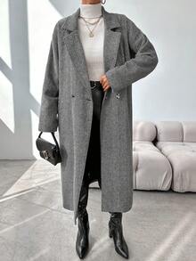 EURMUSE 女士魚骨紋尖領羊毛外套