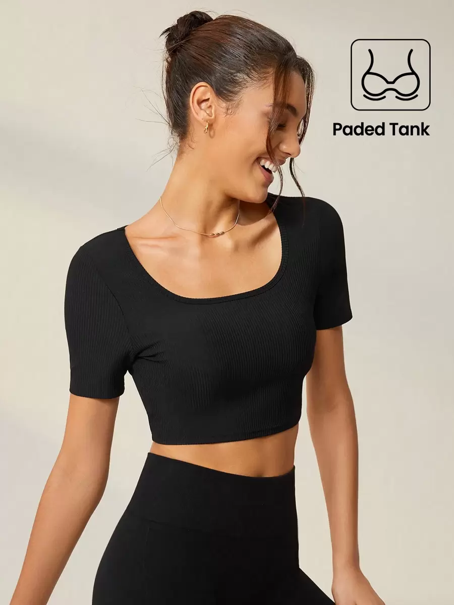 Lifespree Solid Crop Sports Tee