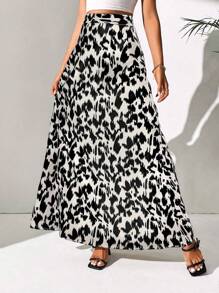 SHEIN Tall Allover Print High Waist Skirt