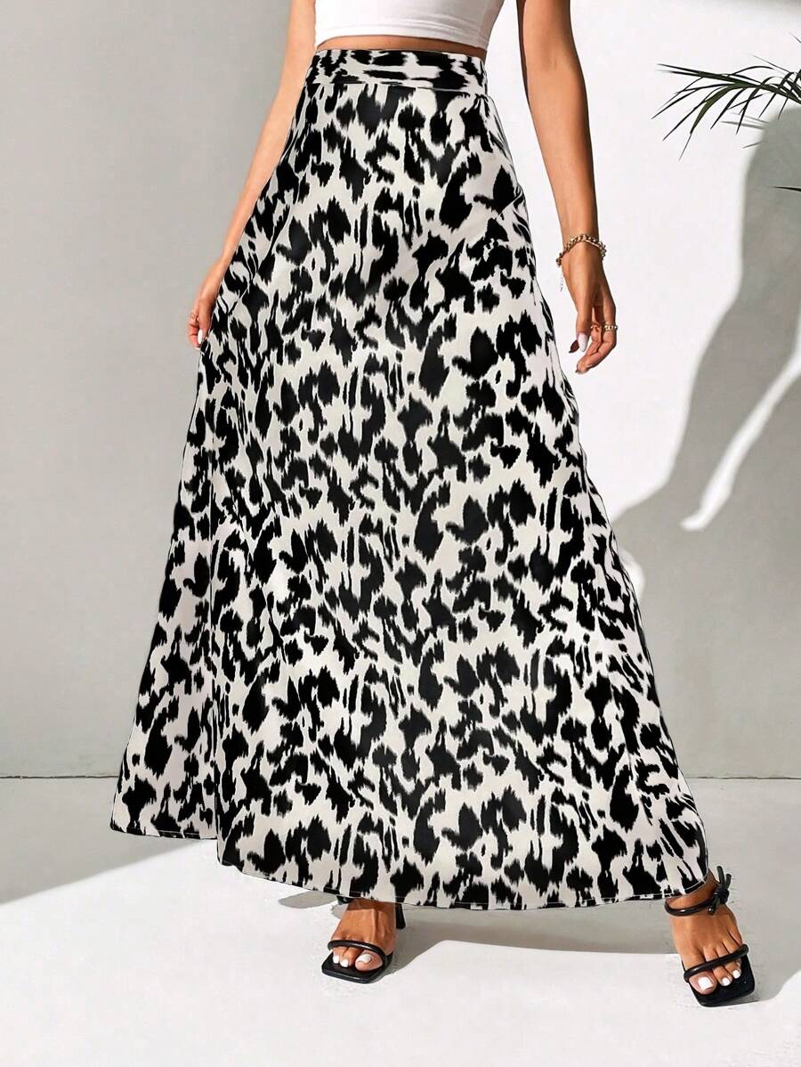 SHEIN Tall Allover Print High Waist Skirt