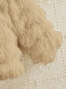 SHEIN Baby Girl Solid Open Front Fuzzy Coat - Apricot - View 4