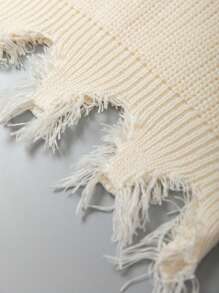 Manfinity Men Slogan Graphic Drop Shoulder Distressed Sweater - Apricot - View 6