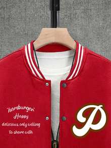 Manfinity Hypemode Nam Lỏng lẻo phù hợp Hamburger & In Khẩu hiệu Sọc trang trí Thả vai Áo khoác Đại học - Nhiều màu - Xem 5