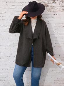 SHEIN LUNE Plus Waterfall Collar Open Front Coat - Multicolor - View 4