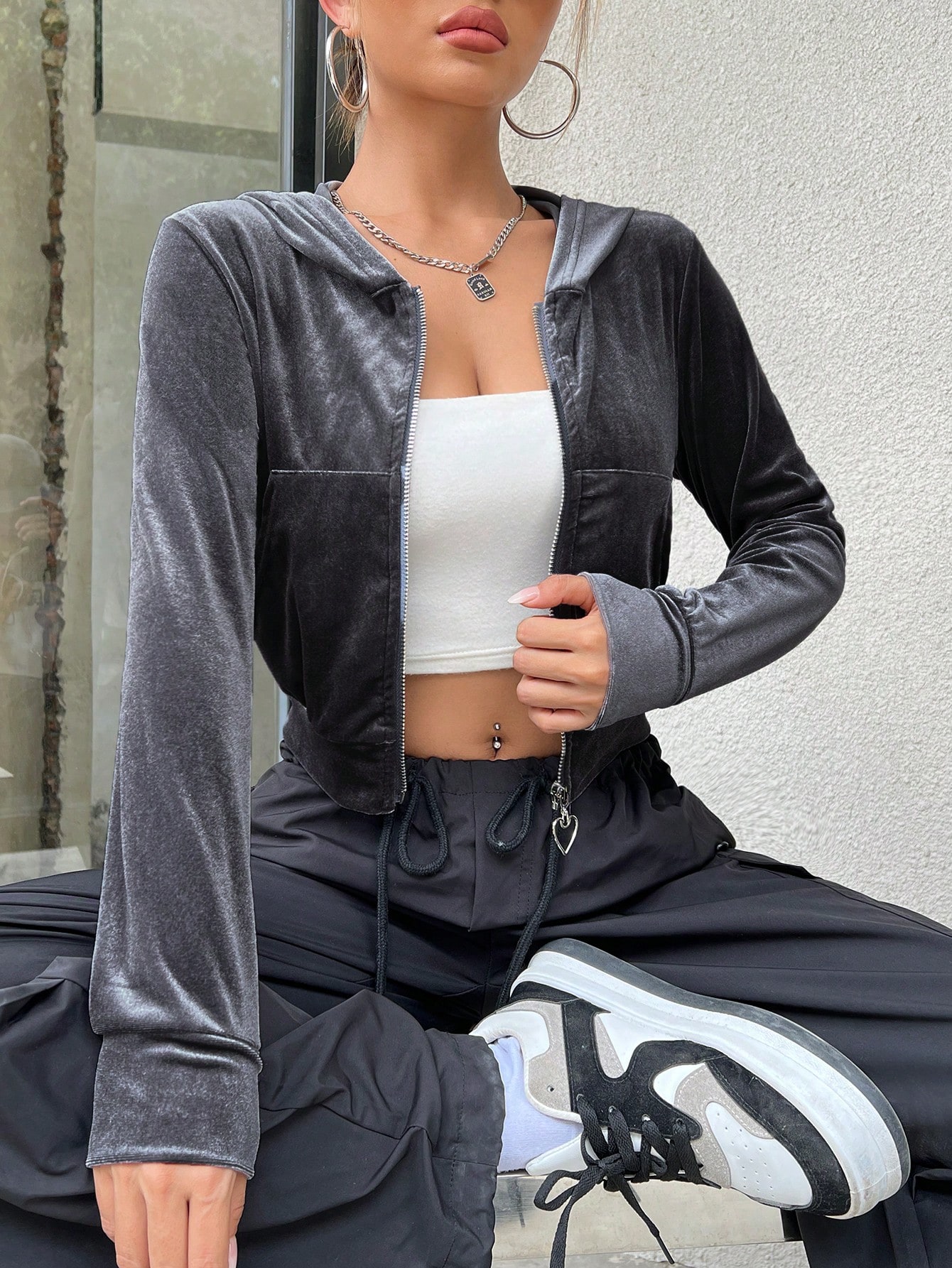 Beokeuioe Teddy Fleece - Felpa in pile con cappuccio, da uomo, con colletto alto, per autunno e inverno, morbida, con cappuccio, grigio., S