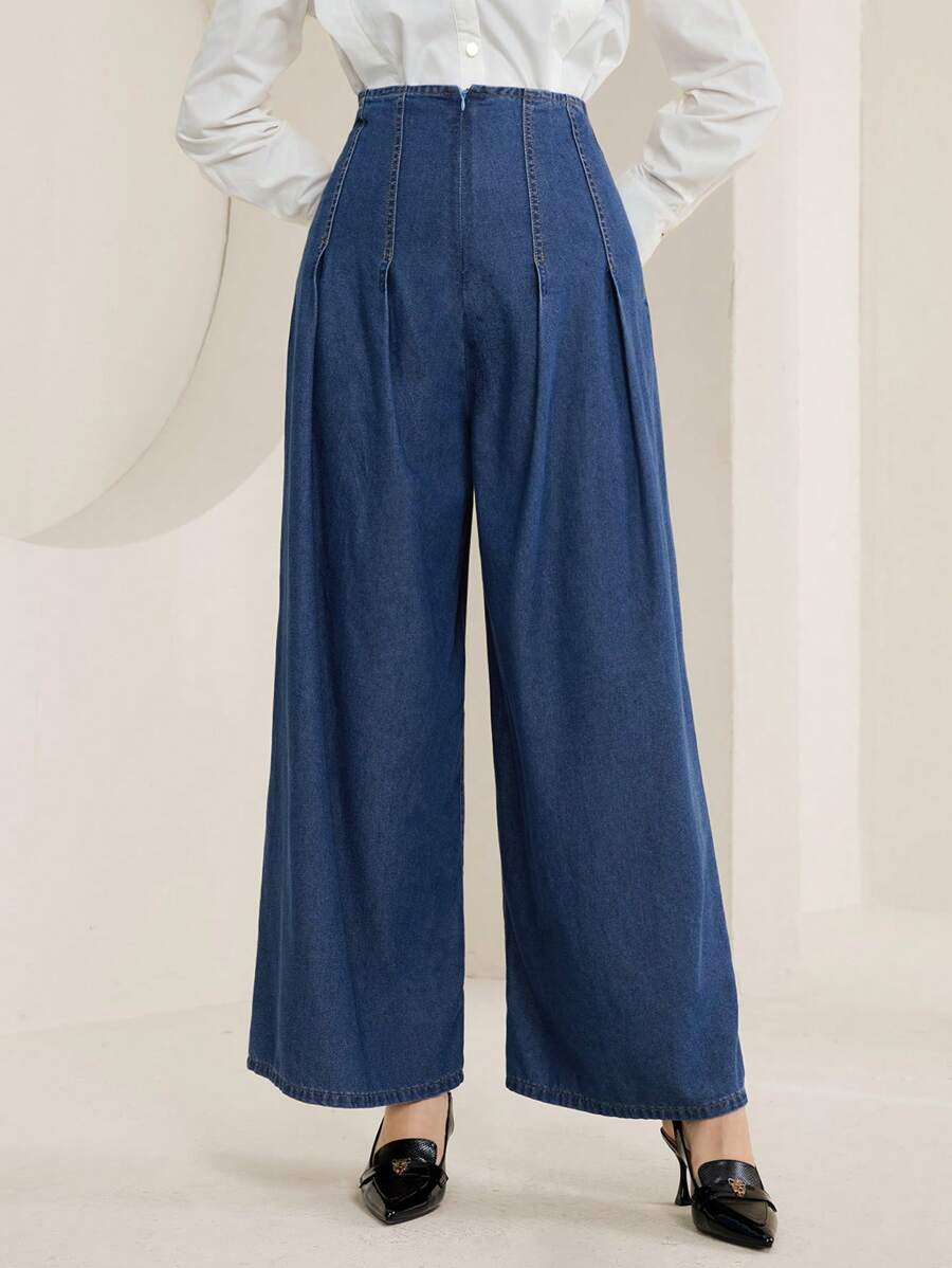 Mulvari High Waist Wide Leg Jeans - Dark Wash - View 1