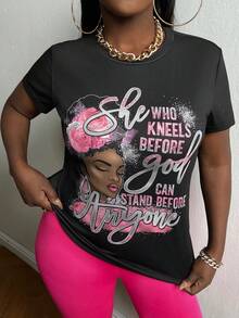 Slaydiva 人物和標語圖案T恤 - 黑色 - 查看 6