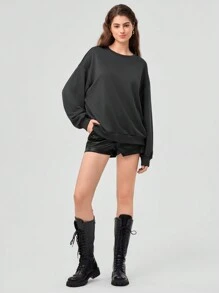 Forever 21 Women'S Letter Guitar Print Drop Shoulder Sweatshirt - Grey - View 5