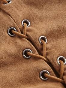 SHEIN MOD Plus Size Women's Tie Shoulder Ruffle Hem Cami Top - Brown - View 3