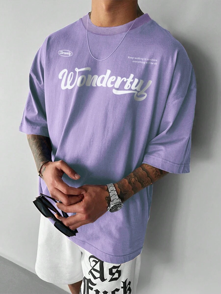 Manfinity EMRG Men Slogan Graphic Drop Shoulder Tee