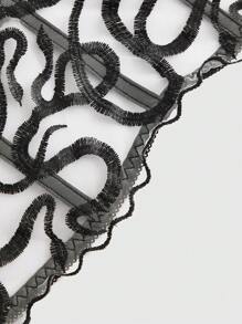ROMWE Goth Snake Decor Mesh Bustier Tube Top