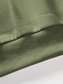 RueChic Men's Letter Printed Round Neck Sweatshirt - Army Green - View 4