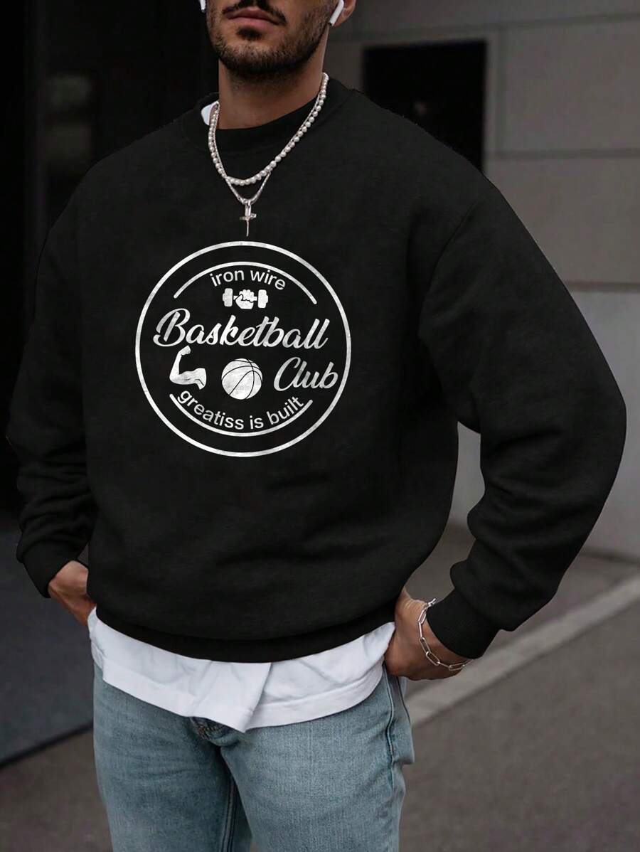 Manfinity Boxing Áo thun nam họa tiết chữ thể thao Áo nỉ nam - màu đen - Xem 1