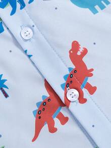 男小童恐龍印花補丁貼口袋襯衫&短褲