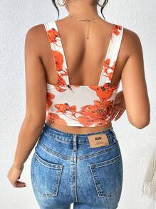 Chiquease 印花短款寬背帶上衣