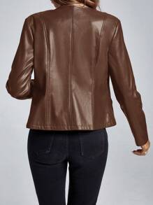 Editum Enfärgad jacka med dragkedja i läder för höst/vinter