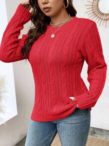 Calvaya Hơn Chất rắn Xoắn Dan Áo len - Đỏ - Xem 5