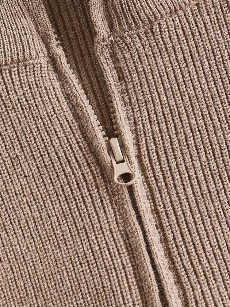 Plus Zip Front Crop Sweater