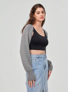 Forever 21 Women's Cropped Cardigan Sweater With Open Front - Grey - View 4