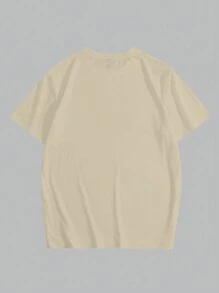 Men Bear & Slogan Graphic Tee - Khaki - View 2