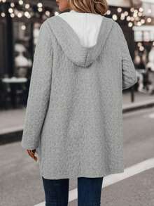 SHEIN LUNE 拉鏈開襟連帽開門襟外套 - 灰色 - 查看 2