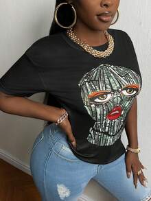 Slaydiva Camiseta con estampado de figura - Negro - Ver 5