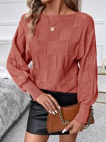 SHEIN Clasi Jersey unicolor de manga murciélago - Rosa coral - Ver 4