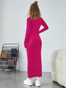 SHEIN Váy viền rau diếp cho bé gái tuổi teen - Màu Hồng Tươi - Xem 2
