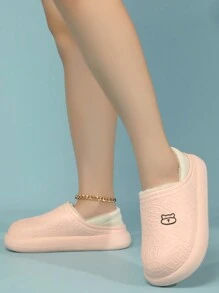 Dép bít mũi ấm áp không lỗ dành cho nữ, màu hồng - Màu Hồng baby - Xem 2