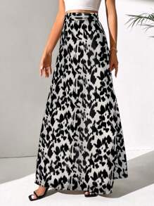 SHEIN Tall Allover Print High Waist Skirt