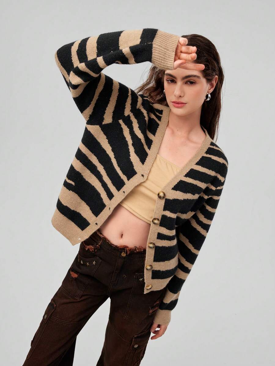 Forever 21 Women's Striped Cardigan Sweater