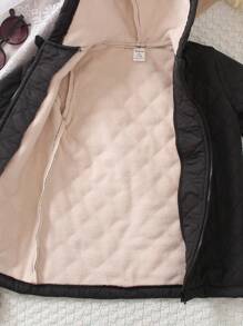 男婴拉链保暖内衬连帽棉服外套（不含毛衣） - 黑色 - 查看 4