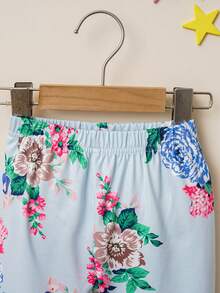 Baby Girl Cartoon Graphic Tee & Floral Print Pants