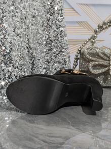 Höst/vinter 2025 Högklackade Stövlar, Platåklackar För Damer - Svart - Visa 5