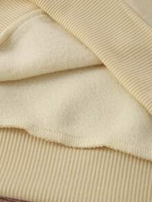 SHEIN EZwear Phim hoạt hình con chó in Lót nhiệt Áo nỉ - Màu be - Xem 4