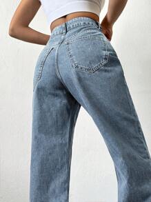 Cottnline Jeans De Pierna Recta Para Mujer - Azul - Ver 5