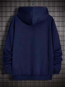 Manfinity VCAY Sudadera Con Capucha Para Hombres Con Estampado De Controlador De Videojuegos - Azul Marino - Ver 2