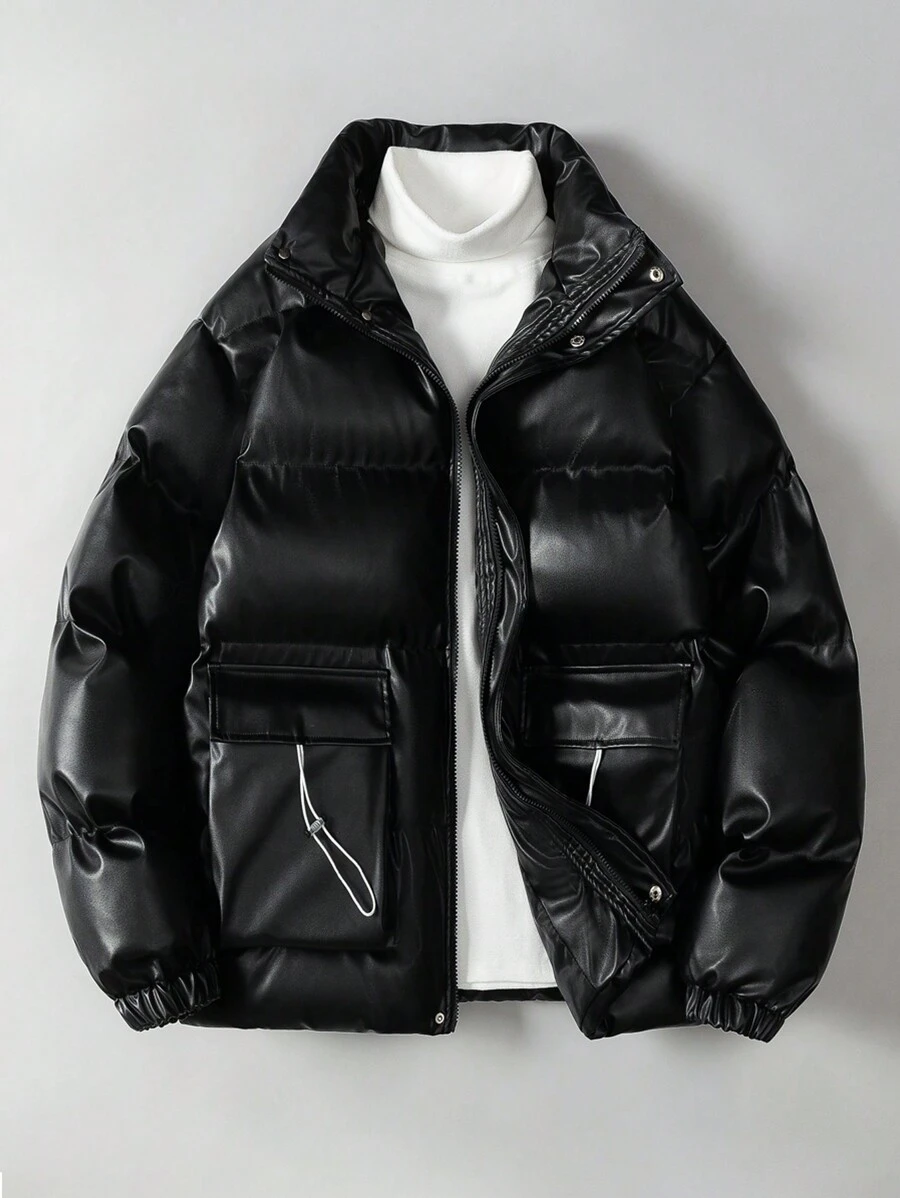 Manfinity Hypemode Loose Fit Men's Padded Coat With Flap Pockets (Without Inner Sweater) - Black - View 1