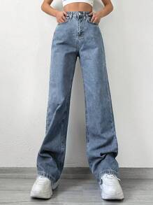 Cottnline Jeans De Pierna Recta Para Mujer - Azul - Ver 3