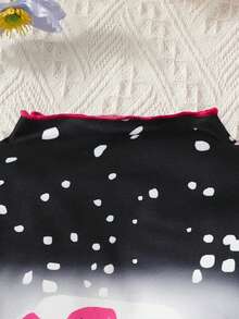 SHEIN Young Girl 2pcs Figure Graphic Mock Neck Tee - Multicolor - View 4