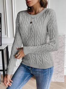 EMERY ROSE Jersey tejido de cable de hombros caídos