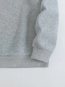 SHEIN EZwear Plus Letter Graphic Thermal Lined Sweatshirt - Grey - View 5