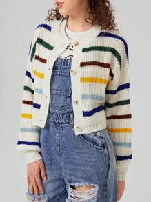 Forever 21 女用彩色條紋落肩開襟衫