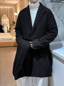 Claim Dot 男士鬆身開襟帶扣平織絨外套 - 黑色 - 查看 5