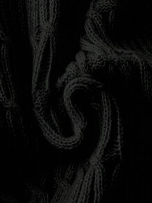 SHEIN Unity Plus Size Ruffle Hem V-neck Sweater Dress - Black - View 4