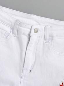 SHEIN Tween Boy Distressed Jeans With Holes - White - View 3