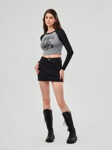 Forever 21 Women's Crop Top With Character And Letter Print Designs And Raglan Sleeve - Multicolor - View 6